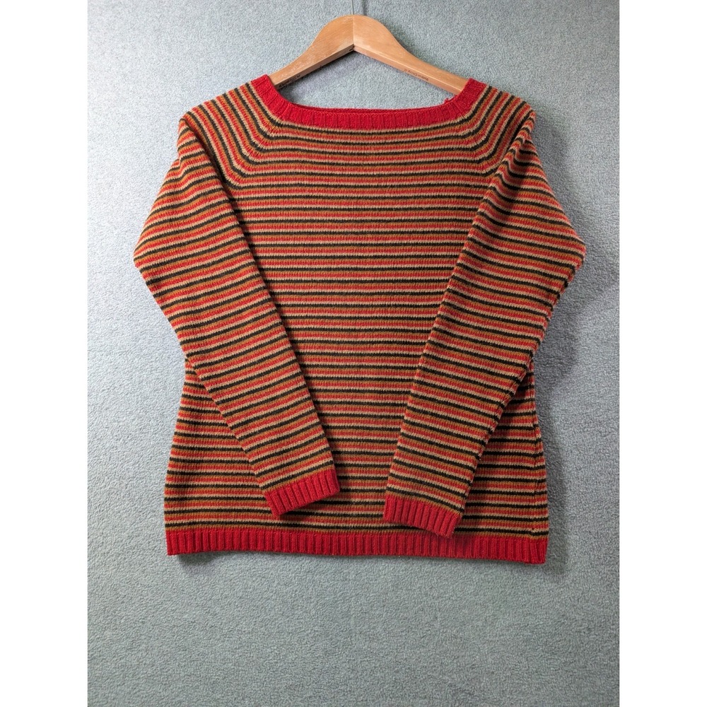 University Club Lambswool Striped Sweater Made in Spain Size 44 VTG 90s Grunge
